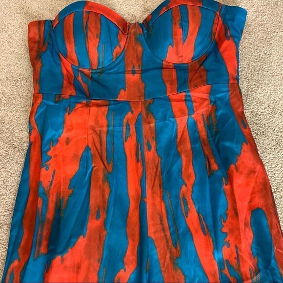 Fashion Nova Brunch And Boujee Satin Jumpsuit - Coral/Combo Sz 1X NWT - Picture 6 of 15